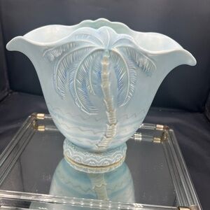 Vintage 1930’s Beswick Pottery Palm Tree Vase Blue